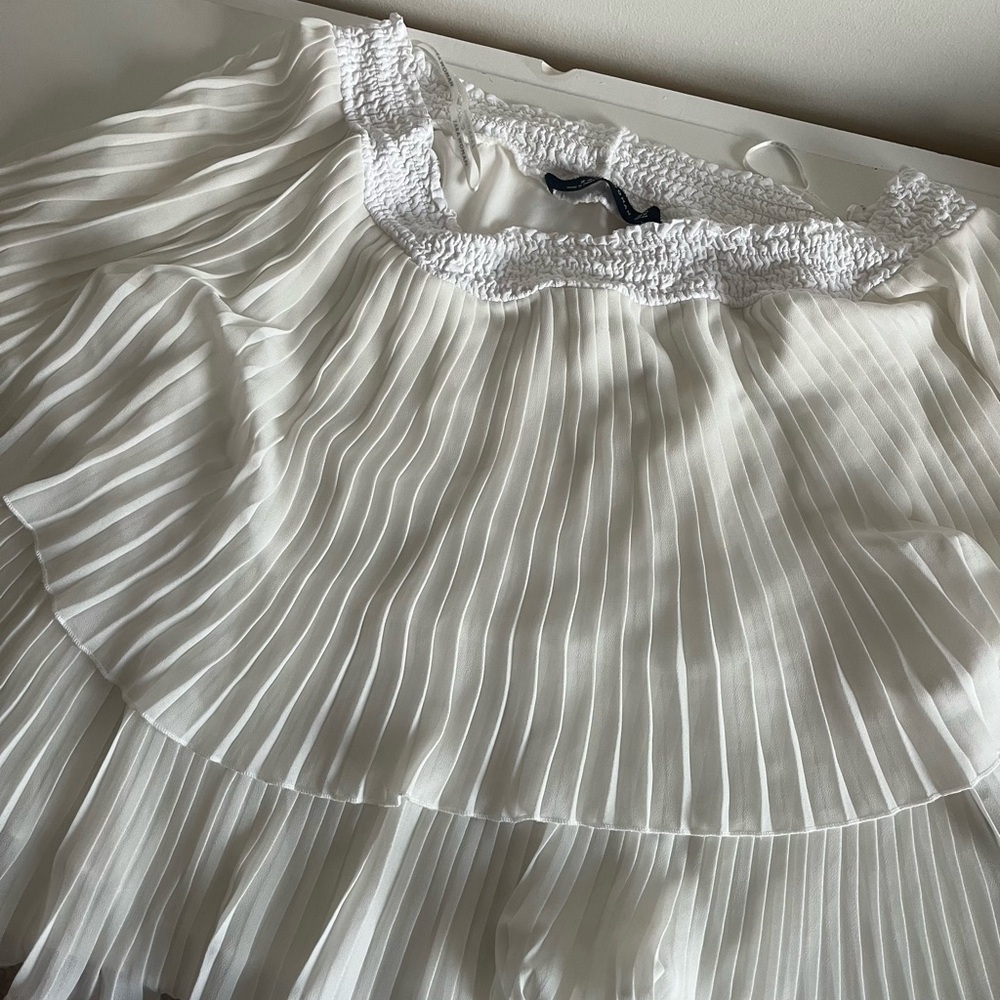 Zara women off the shoulder tiered shirt